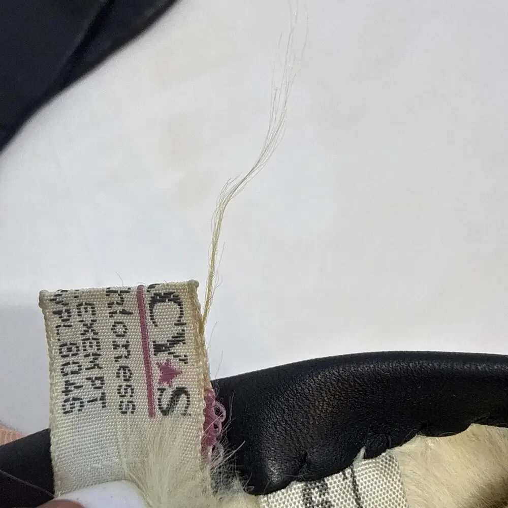 Macy’s Italian Black Vintage Leather Gloves Rabbit-Lined Gloves Women's Size 6.5